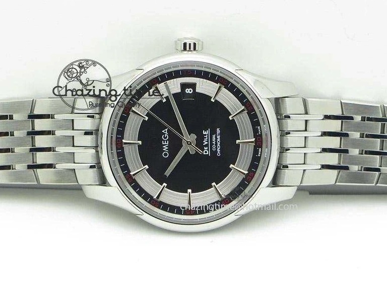 0401 De Ville Hour Vision Co-Axial 41mm SS V6F Best Edition Black Dial On SS Bracelet A BestValue 8277